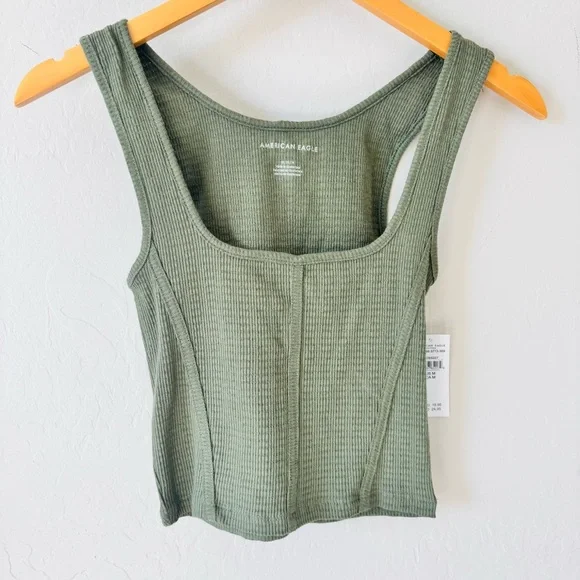 American Eagle Outfitters Dark Green corset tank - Picture 3 of 8
